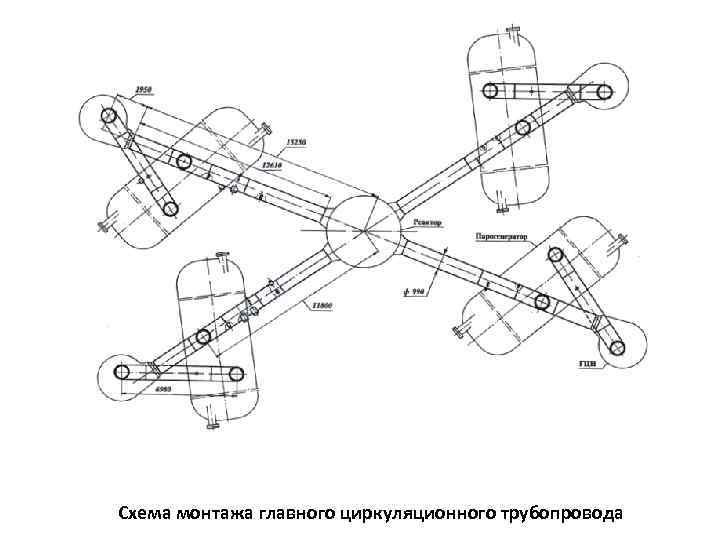 Схема монтажа главного циркуляционного трубопровода 