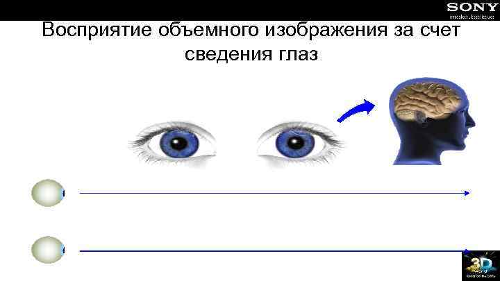 Восприятие объемного изображения за счет сведения глаз 