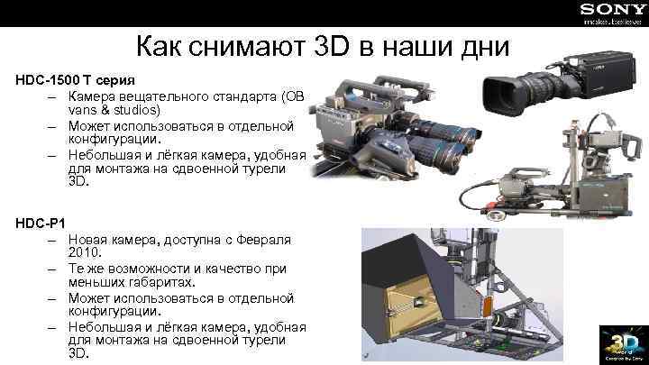 Как снимают 3 D в наши дни HDC-1500 T серия – Камера вещательного стандарта