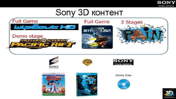 Sony 3 D контент 