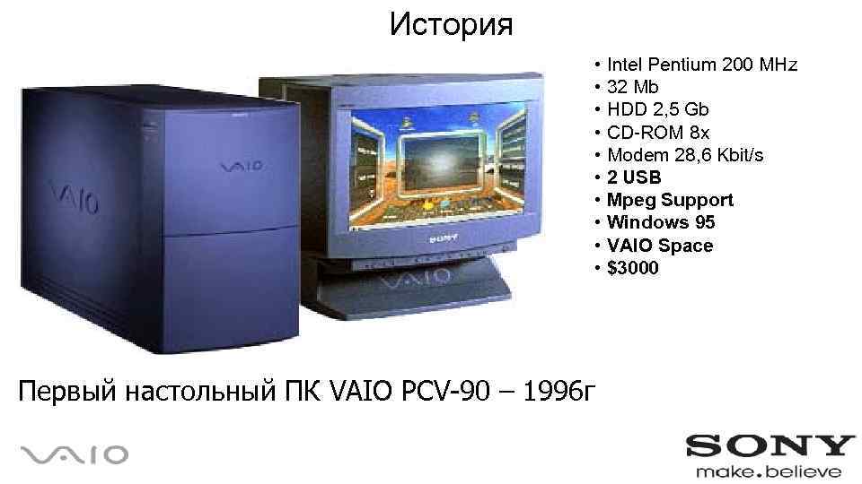 История • Intel Pentium 200 МHz • 32 Mb • HDD 2, 5 Gb