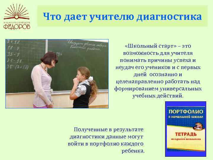 Что дает учителю диагностика «Школьный старт» – это возможность для учителя понимать причины успеха