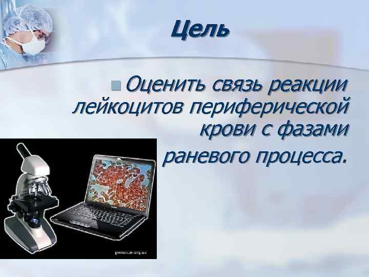 Цель n Оценить связь реакции лейкоцитов периферической крови с фазами раневого процесса. 