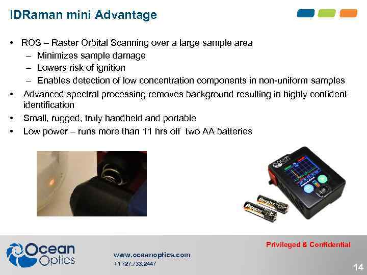 IDRaman mini Advantage • ROS – Raster Orbital Scanning over a large sample area