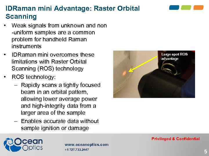 IDRaman mini Advantage: Raster Orbital Scanning • Weak signals from unknown and non -uniform