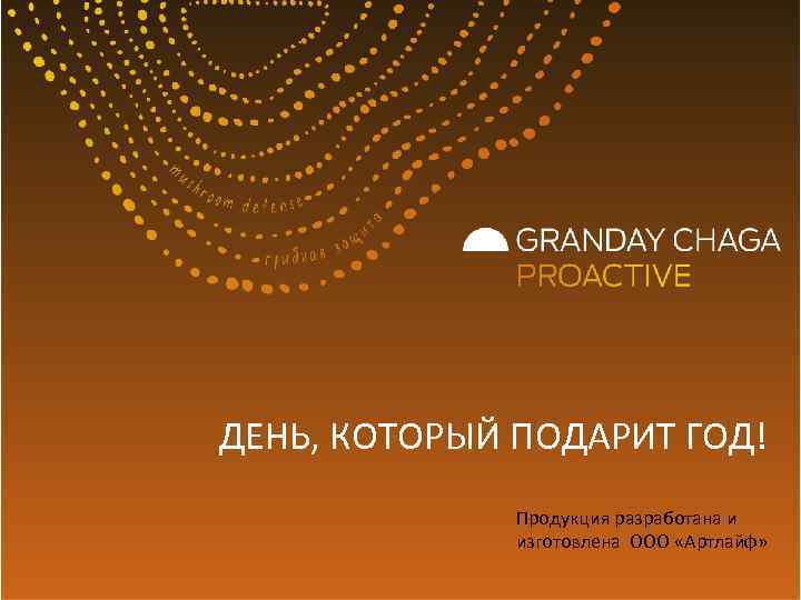 ДЕНЬ, КОТОРЫЙ ПОДАРИТ ГОД! Продукция разработана и изготовлена ООО «Артлайф» 