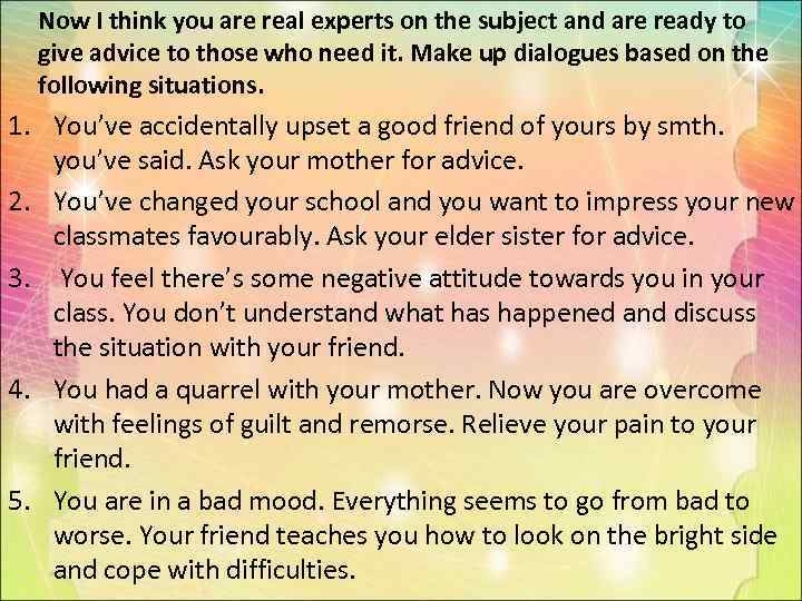  Now I think you are real experts on the subject and are ready