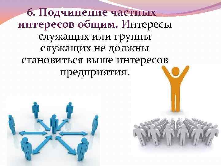 Подчинение частных интересов общим. Подчиненность личных интересов общим. Принцип подчинения частных интересов общим.