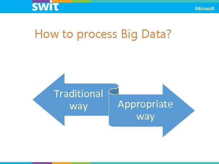 How to process Big Data? Traditional way Appropriate way 