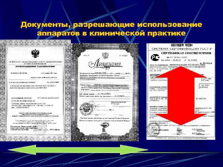 Документы, разрешающие использование аппаратов в клинической практике 
