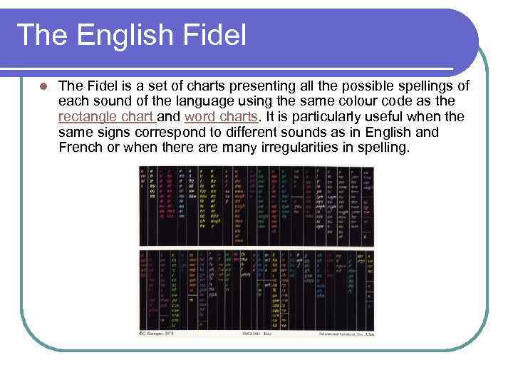 The English Fidel l The Fidel is a set of charts presenting all the