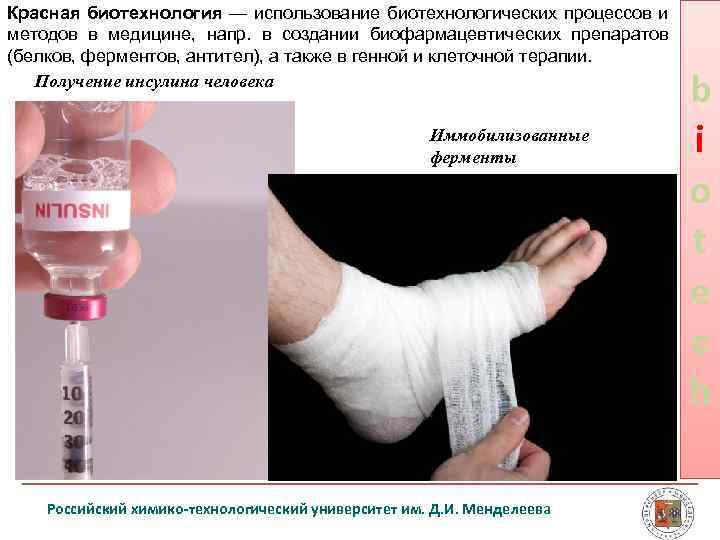 Красная биотехнология — использование биотехнологических процессов и методов в медицине, напр. в создании биофармацевтических
