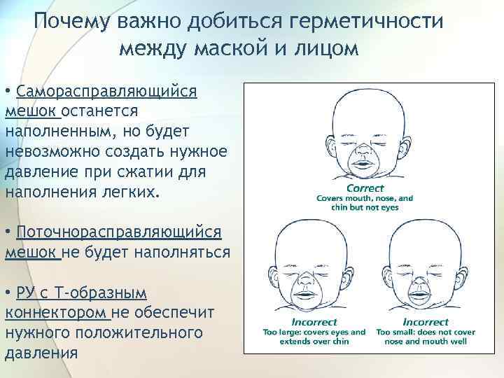 Почему важно добиться герметичности между маской и лицом • Саморасправляющийся мешок останется наполненным, но