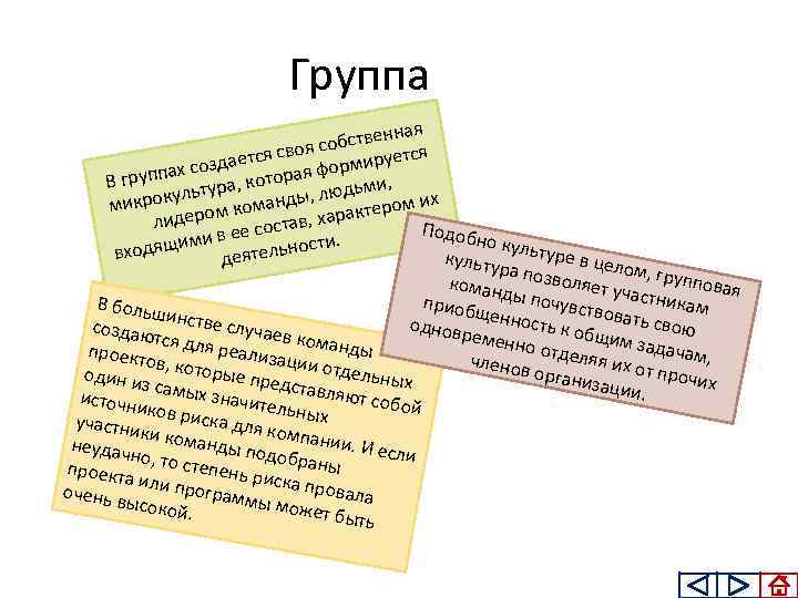 Группа ная обствен ся оя с ается св формирует созд группах ура, которая В