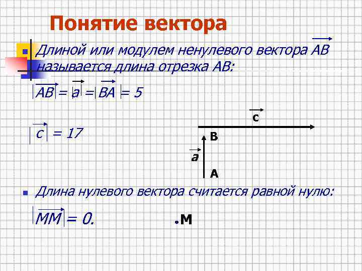 Длина 0 вектора равна. Длиной или модулем вектора называется длина отрезка. Понятие нулевого вектора. Длина или модуль ненулевого вектора. Длина отрезка вектора.