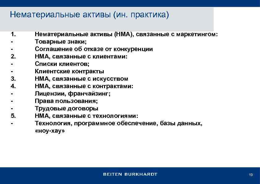 Нематериальные активы (ин. практика) 1. 2. 3. 4. 5. - Нематериальные активы (НМА), связанные