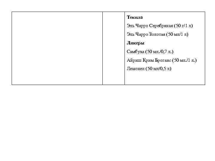Текила Эль Чарро Серебряная (50 г/1 л) Эль Чарро Золотая (50 мл/1 л) Ликеры