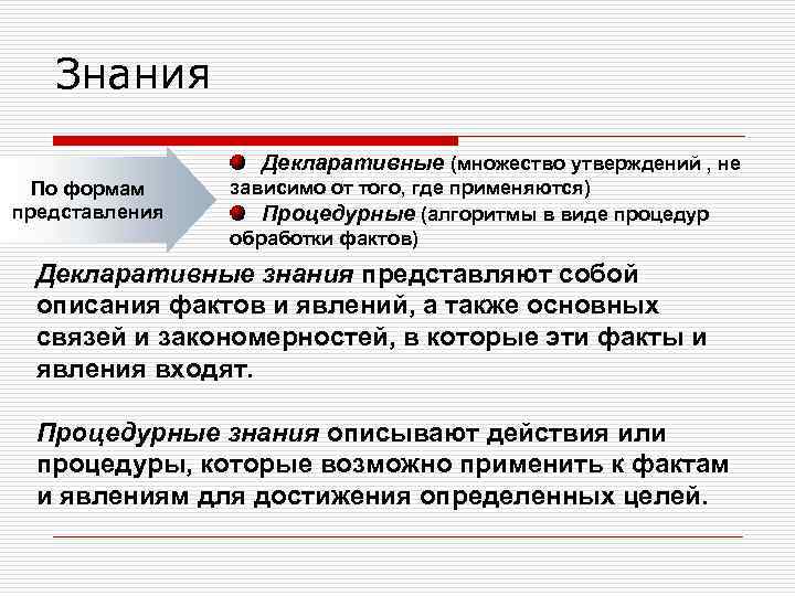 Процесс представления знаний. Виды декларативных знаний. Декларативная информация это в информатике. Декларативное представление знаний. Декларативные знания примеры.