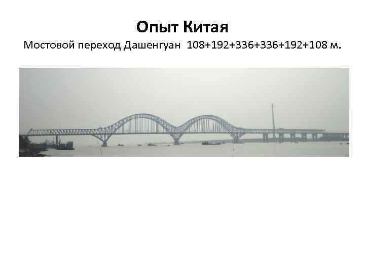 Опыт Китая Мостовой переход Дашенгуан 108+192+336+192+108 м. 