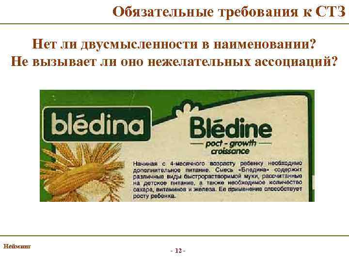 Обязательные требования к СТЗ Нет ли двусмысленности в наименовании? Не вызывает ли оно нежелательных