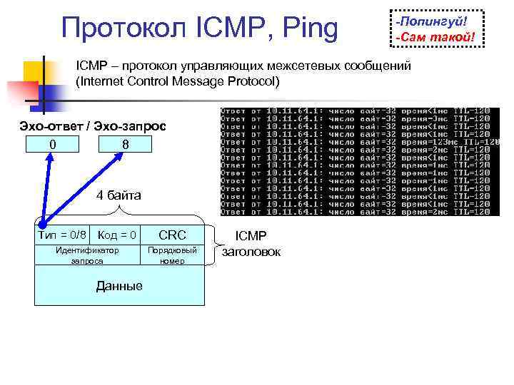 Какая команда отвечает за вывод информации. Структура пакета протокола ICMP. Межсетевой протокол управляющих сообщений. Протокол команды Ping. ICMP (межсетевой протокол управляющих сообщений).