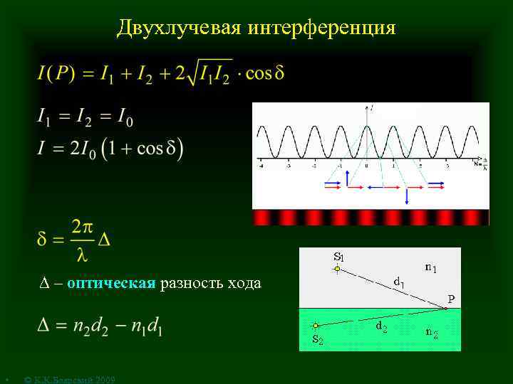 Двухлучевая интерференция – оптическая разность хода • © К. К. Боярский 2009 
