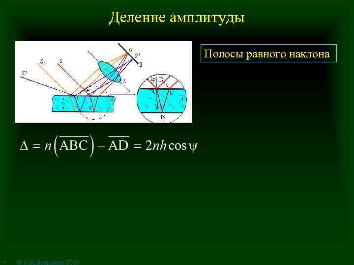 Деление амплитуды Полосы равного наклона • © К. К. Боярский 2009 