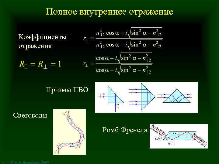 Зеркало полное внутреннее отражение. Полное внутреннее отражение. Призмы полного внутреннего отражения. Ромб Френеля. Полное внутреннее отражение физика.