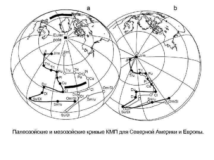 Палеозойские и мезозойские кривые КМП для Северной Америки и Европы. 