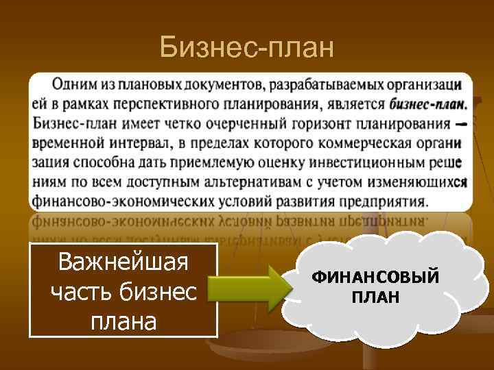 Бизнес-план Важнейшая часть бизнес плана ФИНАНСОВЫЙ ПЛАН 