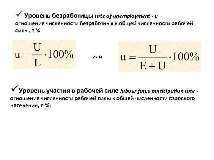 Уровень безработицы это отношение числа безработных