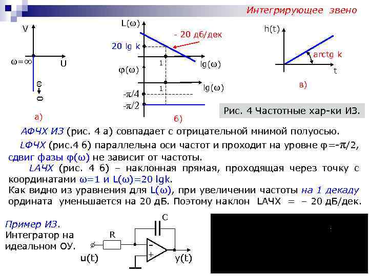 Интегрирующее звено схема