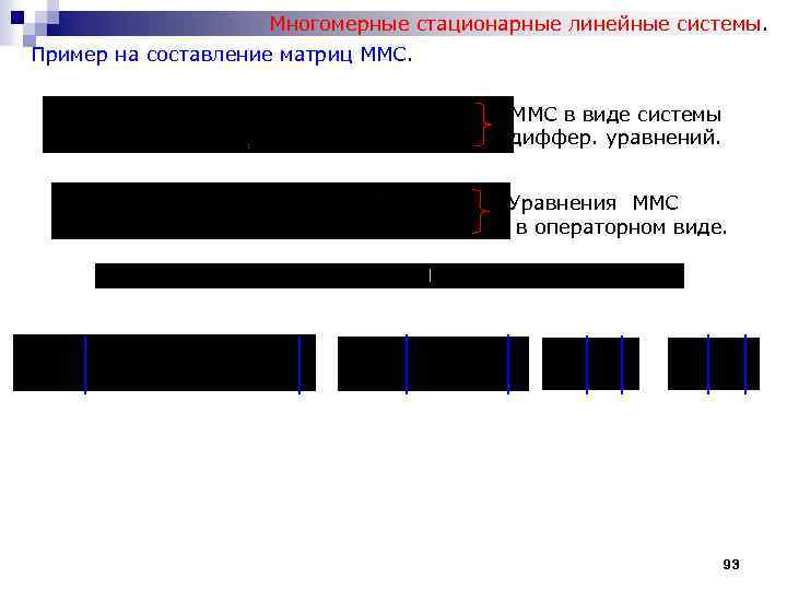 Многомерные стационарные линейные системы. Пример на составление матриц ММС в виде системы диффер. уравнений.