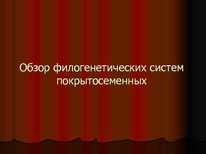 Обзор филогенетических систем покрытосеменных 