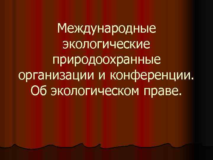 Международные экологические конференции.