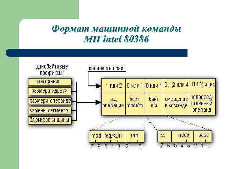 Формат машинной команды МП intel 80386 