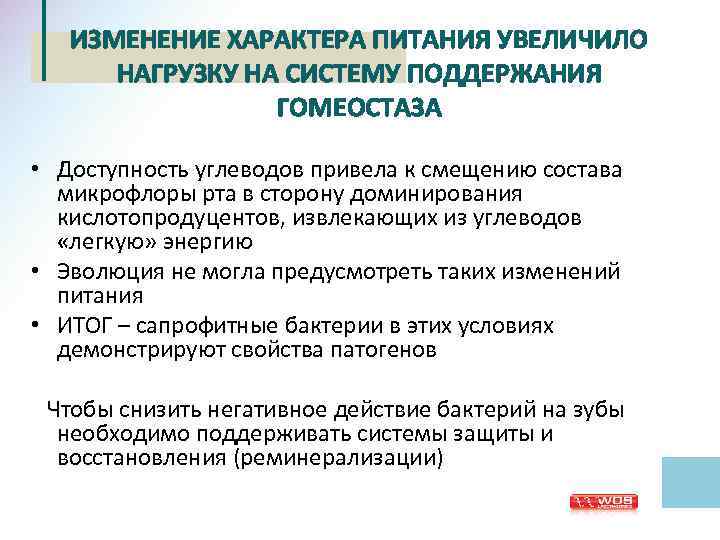 ИЗМЕНЕНИЕ ХАРАКТЕРА ПИТАНИЯ УВЕЛИЧИЛО НАГРУЗКУ НА СИСТЕМУ ПОДДЕРЖАНИЯ ГОМЕОСТАЗА • Доступность углеводов привела к