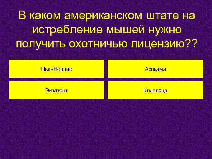 В каком американском штате на истребление мышей нужно получить охотничью лицензию? ? Нью-Норрис Асокама