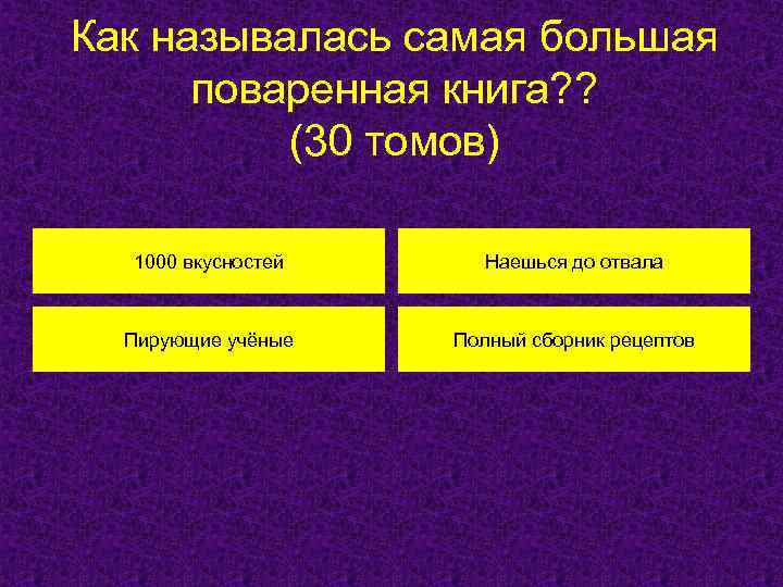Как называлась самая большая поваренная книга? ? (30 томов) 1000 вкусностей Наешься до отвала