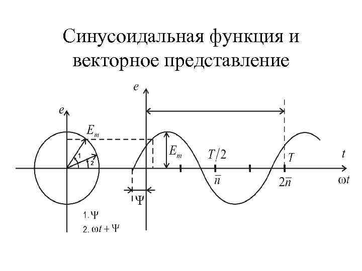 Синусоидальная функция и векторное представление 