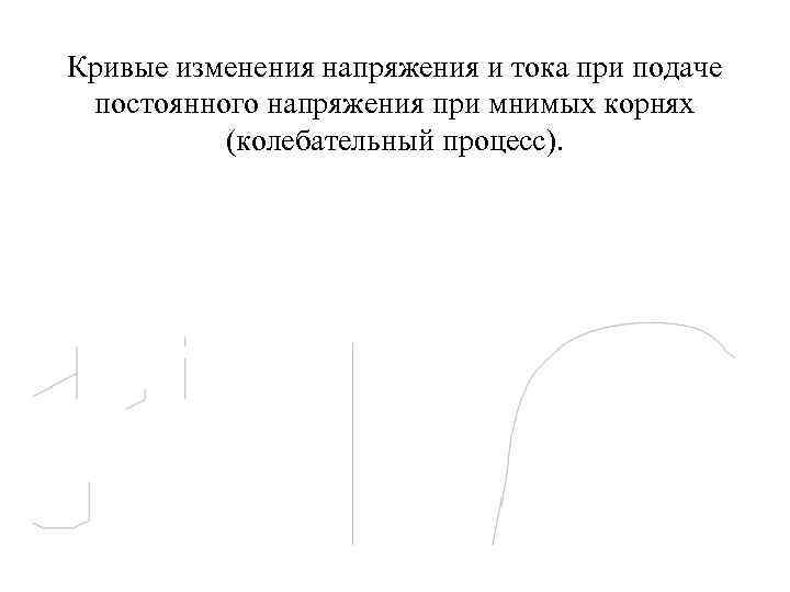 Кривые изменения напряжения и тока при подаче постоянного напряжения при мнимых корнях (колебательный процесс).