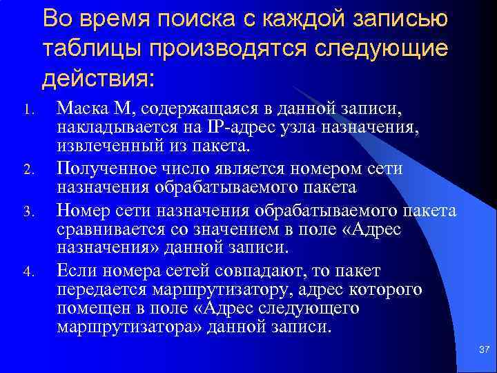 Во время поиска с каждой записью таблицы производятся следующие действия: 1. 2. 3. 4.