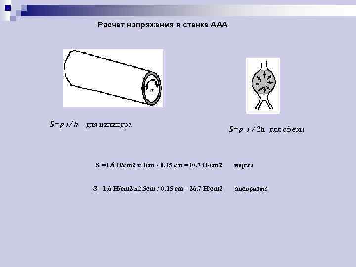 Расчет напряжения в стенке ААА S= р r/ h для цилиндра S =1. 6