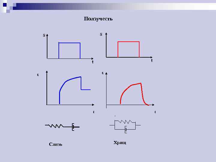 Ползучесть S S t t ε ε t Слизь t Хрящ 