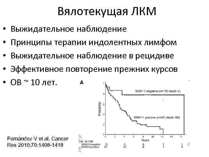 Вялотекущая ЛКМ • • • Выжидательное наблюдение Принципы терапии индолентных лимфом Выжидательное наблюдение в