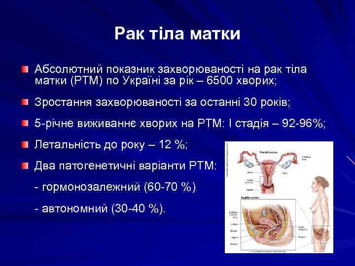 Рак тіла матки Абсолютний показник захворюваності на рак тіла матки (РТМ) по Україні за