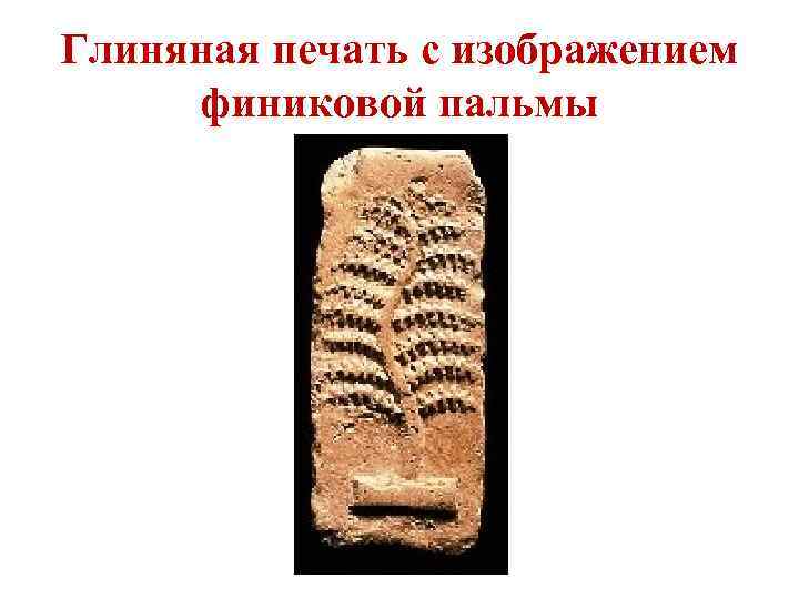 Глиняная печать с изображением финиковой пальмы 