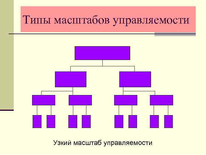 Типы масштабов управляемости Узкий масштаб управляемости 