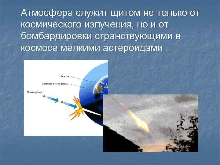 Атмосфера служит щитом не только от космического излучения, но и от бомбардировки странствующими в