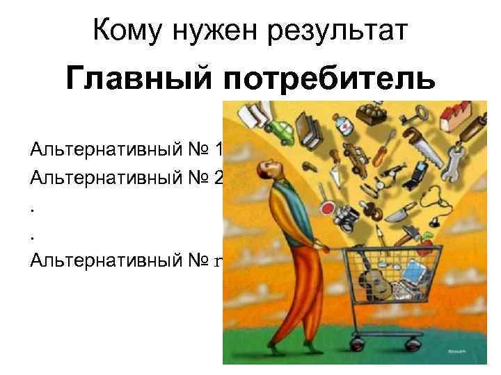 Кому нужен результат Главный потребитель Альтернативный № 1 Альтернативный № 2. . Альтернативный №